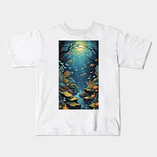 Starry Night Symphony: Van Gogh-Inspired Underwater Ballet Kids T-Shirt